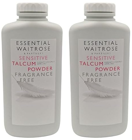 Waitrose Sensitive Talc Powder 250g | Fragrance Free | Talc for Men and Women | Pack of 2
