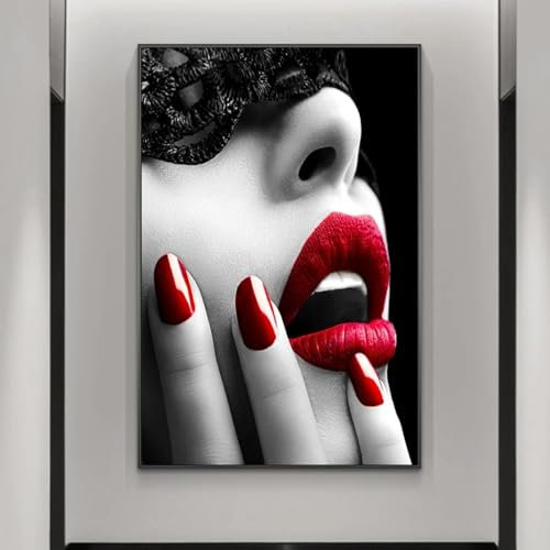 ZHAOLIN Sexy Lippen, modische Frau, Leinwandkunst, Poster und Drucke, moderne Mädchen, Leinwandgemälde an der Wand, Kunstbilder für die Inneneinrichtung, 70 x 100 cm, rahmenlos