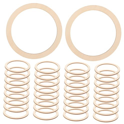 NUOBESTY 50stücke Holzkreise Aus Ausgehöhltem Holz Runde Kreisförmige Holzstücke Für Scrapbooking-dekoration Diy-bastelzubehör Dekorative Holzspäne