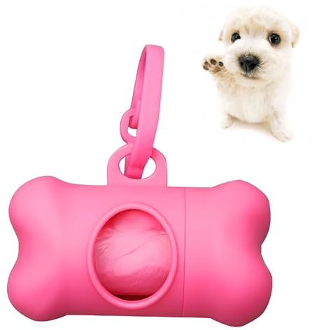GVSS Distributore di Sacchetti Igienici per Animali Domestici 8 x 5 cm, Distributore di Sacchetti per Crottes per Cani, con 1 Rotolo di Sacchetti per Crottes per Cani, per Cani e Gatti, Forma di Osso