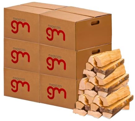 MagazziniGM, Legna Da Ardere essiccata sotto il 15% di umidità, pezzi da 25 Cm per Stufe Camini Barbecue Fuoco Riscaldamento (Legno di quercia, 90 Kg (6 pacchi))