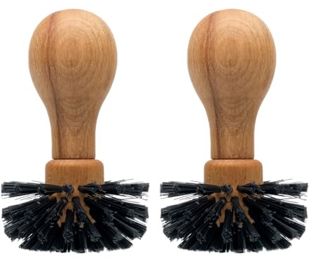 SAUBA 2X Siebträger Bürste SIBO | Barista Zubehör aus Naturmaterialien | 2X Barista Pinsel | Reinigung der Espressomaschine von Pulverresten und Rückständen | passgenau für E61 | Durchmesser 62mm