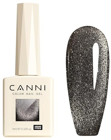 CANNI UV Gel Nagellack Cat Eyes Glitzer Nagellack | Schwarz funkelnde Galaxie Glitzer Farbgel Gelnägel UV Lack Soak Off Gel Nail Polish gellack für UV Lampe