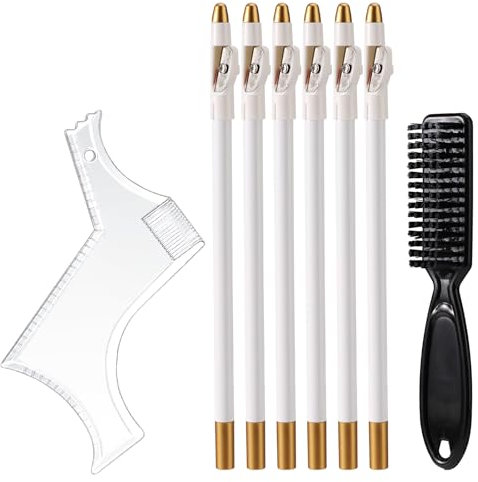 Barber Pencil Set, Precision Hairline Shaping Pencils Ruler Comb Magic Chalk Beard Guide Shaping Lineup Tool Professional Grooming Tools for Men Hairline and Beard Design