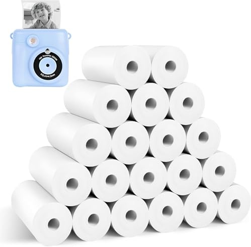 20 Rollen Thermopapier Kinderkamera,57 Mm,Kinderkamera Thermopapier,Kinder Sofortbildkamera Papier,Sofortbildkamera Kinder,Kinderkamera Sofortbildkamera,Einfach Auszutauschen