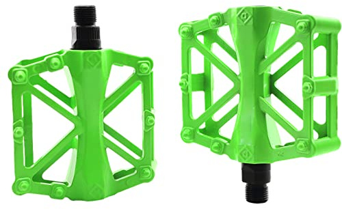 Kullagerpedaler, racercykelpedaler förseglade kullager mountainbike platta pedaler lättvikts aluminiumlegering bred plattform cykelpedal for BMX/MTB(Green)