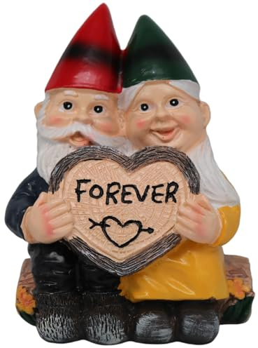 Statue de couple de nains de jardin, statue décorative de jardin, statue de couple en forme de cœur, étanche, en résine, adaptée pour la décoration de la maison, du jardin et du bureau