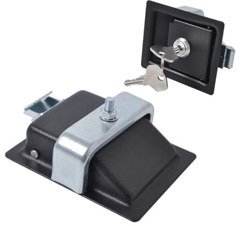 MUELODSIC 4 pièces Serrures Boîte à Outils Remorque Acier Noir Poignées Paddle Antivol Résistantes Aux Intempéries pour Coffres et Rangements Camping