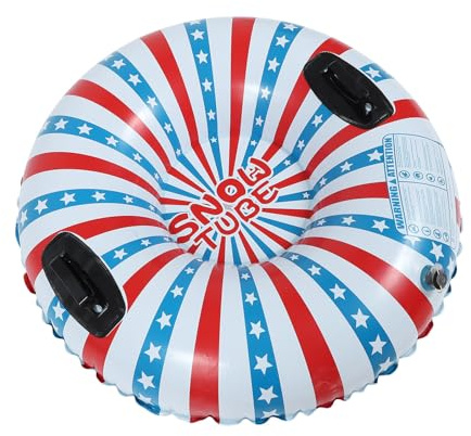 MAGICLULU 96cm Thickened PVC Inflatable Round Snow Tube Sled for and Adults, Heavy Duty Outdoor Sliding Cushion in Blue and Red