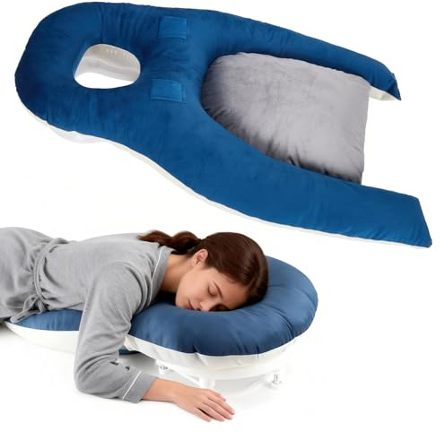 Luqixcey Face Down Pillow Schlafen, Augen-Erholungskissen höhenverstellbare Ergonomisches Gesichtskissen mit Memory Foam zum Schlafen in Bauchlage Massage Kopfstütze Face-Down Lagerungskissen