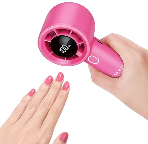 SAVILAND Quick Dry Nageltrockner: Tragbarer Nageltrockner mit Starkem Luftstrom für Normalen Nagellack mit Automatischem Sensor Warmer und Kühler Windgebläse Batterielos für Zuhause und Salon Rosa