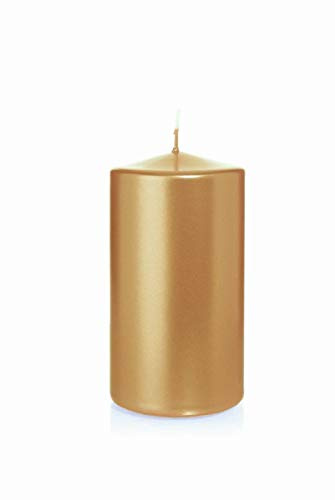 INNA-Glas Adventskerze Rosella, Gold, 13cm, Ø 7cm, 52h - Made in Germany | Säulenkerze