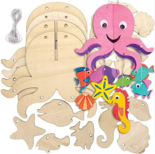 Baker Ross AT938 Meerestiere-Mobile-Kits, für Kinder, Kunst- und Bastelprojekte, 2 Stück, verschieden, Mittel