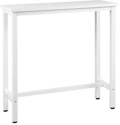 WOLTU Table de Bar Étroite et Haute 100x40x100cm, Table à Manger avec Structure en Métal et Plateau en MDF Robuste, Blanc
