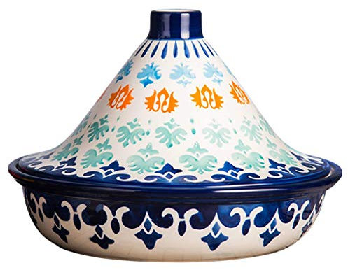 SSB Mini-Tagine-Topf, original marokkanische Handarbeit, Ton-Kochtopf mit Deckel, Kochgeschirr für langsames Kochen, B 2518,5 cm