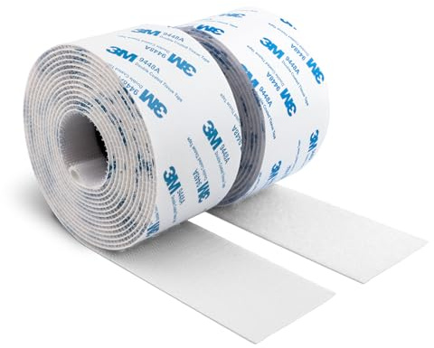 3M kardborreband, självhäftande, 50 mm x 6 m, extra stark, vit, hållbar, självhäftande baksida av nylontyg, tejp, tejp för pyssel, gör-det-själv-projekt och reparationer