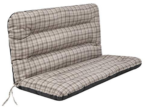 PillowPrim Cojín para Exterior, Columpio de Hollywood, Banco de Jardín, Banco, Asiento y Respaldo, Ancho 150 cm, Beige Cuadros