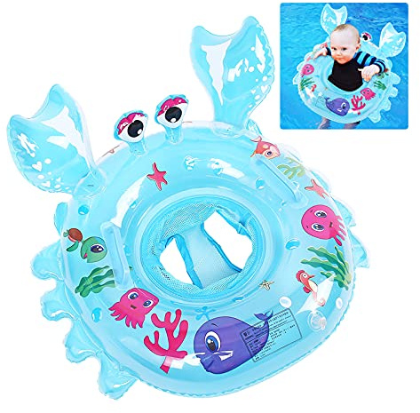 Yisscen Baby Schwimmring, Krabben Schwimmring, Schwimmsitz Schwimmreifen, Schwimmhife Schwimmschwimmer, aufblasbarer Poolring, Baby Poolspielzeug, Geeignet für Babys von 6 bis 48 Monaten (Blau)