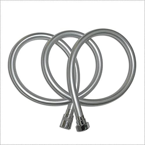 Tappeti Design PVC Hochdruck Silber PVC Glatter Duschschlauch für Bad Handbrause Flexibler Duschschlauch 360 Umdrehung-1,5 m