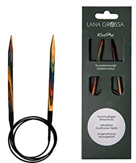 Lana Grossa Rundstricknadel Design-Holz | Stricknadeln aus Birkenholz, ergonomisch & farbig | Ideal für Pullover, Schals, Mützen & weitere Rundprojekte 80/7,0