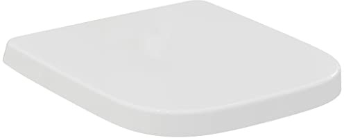 Ideal Standard i.life S Sedile WC, forma angolare, Sedile del water resistente, incluso set di cerniere per una facile installazione, in robusto duroplast – Bianco (360x410x45 mm)