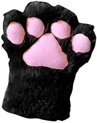 Felenny 1pc Mujeres Niñas Lindo Gato Pata Sin Dedos De Piel Imitación Guante De Felpa De Invierno Guantes De Medio Dedo, Guantes, Negro, Talla única