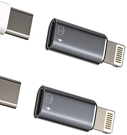 iPhone OTG Adapter Dongle(2Pack)USB C Female to Lightning Male Headphone Charger Data Sync Type-c Camera Card Reader Flash Drive Mouse U Disk Converter for Apple 14 13 11 12 Pro Max Xr X Xs 8 7Plus Se