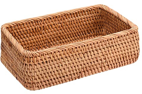 Rattan Aufbewahrungskörbe, Rechteckige Gewebte Obstkörbe, Handgemachte Weidenkörbe Veranstalter für Küche, Zuhause, Badezimmer, Wohnzimmer (L)