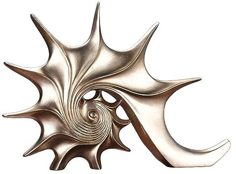Zyqixluk Harz Muschel Statue Skulptur Muschel Skulpturen Dekoration Die Figur auf dem Schreibtisch Strand Dekorative Tischaufsätze für Büro Home Wohnzimmer Weinschrank,Champagne Silver