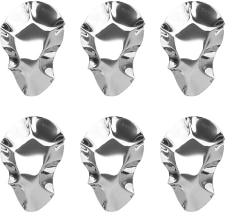 HOMSFOU 6 Stück Edelstahl Tauchschalen Austernschalen Für Saucen Gewürze Und Vorspeisen Hitzebeständig Für Ofen Und Grill Stapelbar Mit Breitem Griff 4.72 X 2.95 X 1.18 in