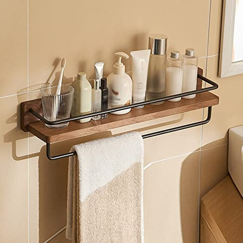 NevStp Mensola da bagno in legno massello per lavabo a parete per cosmetici, impermeabile, multifunzione, per camera da letto, cucina, armadietti, asciugamani, antiruggine, robusto, durevole/B/60