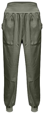 AMDOLE Pantalones de chándal para mujer Otoño e Invierno Sólidos Cintura Alta Split Split Pantalones Casuales Pantalones de Jogging Señoras Largo, verde, XXL
