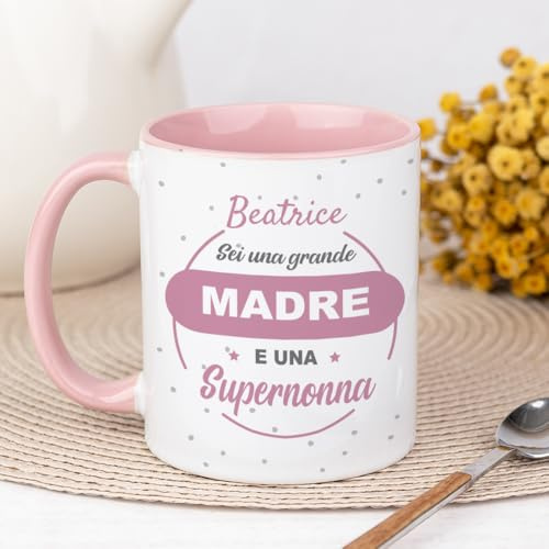 Wanapix | Tazza per Mamma | Tazza Personalizzata | Idee Regalo Nonna Compleanno | 325ml | Grande madre e super nonna