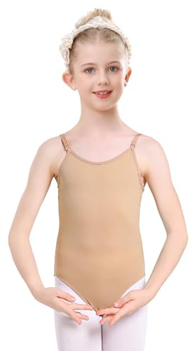 Kefiyis Justaucorps pour fille, leotard de ballet, body de danse sans couture pour vêtements de ballet avec bretelles réglables, couleur chair, XL (Höhe: 160–170 cm, über 16 Jahre)