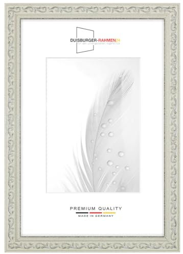 Massiv Holz Bilderrahmen Vintage Retro 33 x 98 cm in Alt-Weiß Silber | inkl. bruchsicherer Anti-Reflex Kunstglasscheibe | Rahmen für Poster | Puzzle | Foto collage DR090
