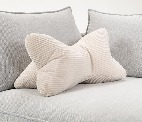 CozyKing Leseknochen XXL 60x30x30 cm Cord Cream Nackenkissen beige Knochenkissen Nackenrolle Lesekissen Öko-Tex 100 Zertifiziert und 60°C waschbar - Kissen für Nacken, Knie o. Bauch zum Lesen/Relaxen
