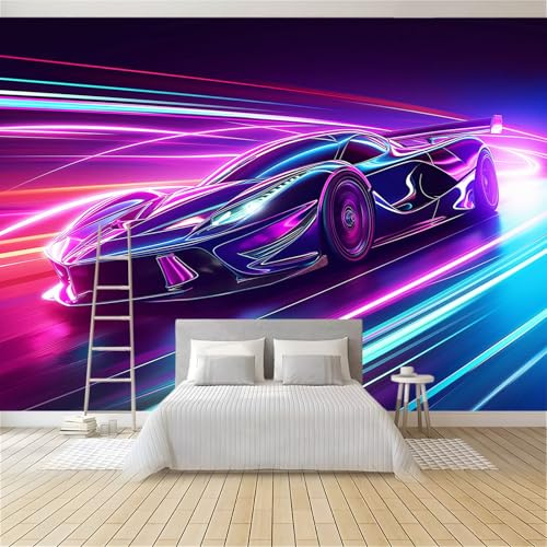 Fototapete Sportwagen Mit Farbverlauf 350x256 cm 3D Vliestapete Wandbild, Mustertapete Moderne Wandtapete, Wohnzimmer Schlafzimmer Kinderzimmer Büro Flur Wanddeko