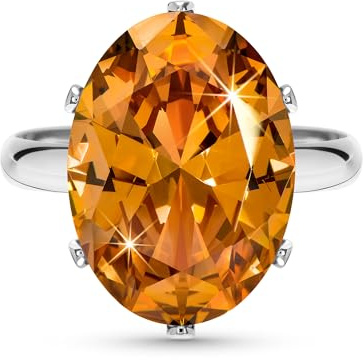 Linawe Anelli da donna in argento citrino, regolabile, grande anello da dito con diamante moissanite giallo, anelli da donna, gioielli gioielli alla moda