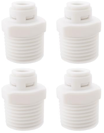 eMagTech 4 Pezzi 1/2 Filettatura Esterna A 1/4 Connettore Tubo Flessibile Testa Dritta Rapida In Plastica Per Accessori Filtro Purificatore Acqua Osmosi Inversa Bianco