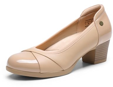 DREAM PARIRS pumps låga tjocka valvklackar för kvinnor, NAKEN, 37 EU