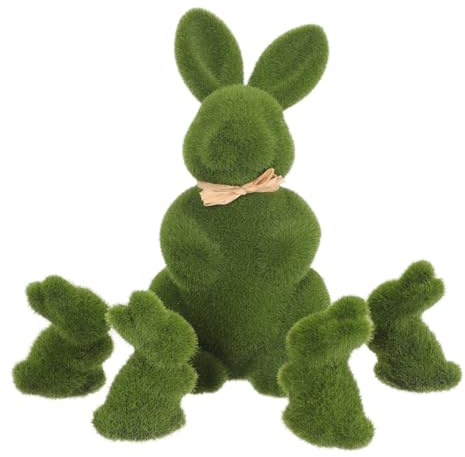 IMIKEYA 5er Set Moos-Osterhasen Dekoration – Flauschige Hasenfiguren Aus Hochwertigem Moos Für Garten - Terrasse Und Innenräume – Perfekte Frühlings Deko Für Ostern Und Kreative