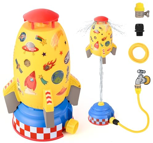 Rocket Water Sprinkler Children Outdoor, Water Toy Garden, Lawn Sprinkler Children, Outdoor Water Toy Sprinkler for Children Rocket Shape