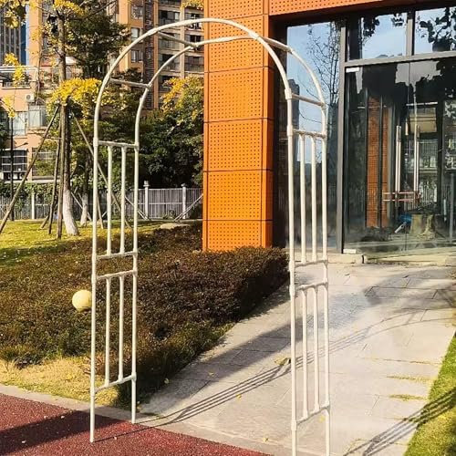 Rosenbogen Verzinkt, 150 x 240cm 210 x 240cm 280 x 240cm Außen Hochzeitsbogen für Kletterpflanzen, Gemüse und Früchte, Rostfreier Metallbogen(Weiß,W 150 x H 240cm)