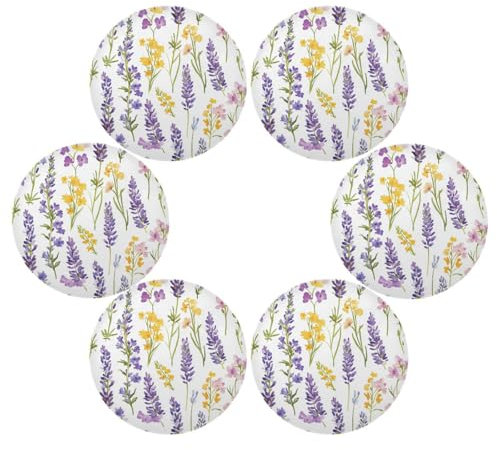 Romania Lavanda Bellezza Fiore Fattoria Tovagliette Rotonde Set di 6 Lavabile Impermeabile Riutilizzabile Sottopiatto Mat Cena 39,1 cm