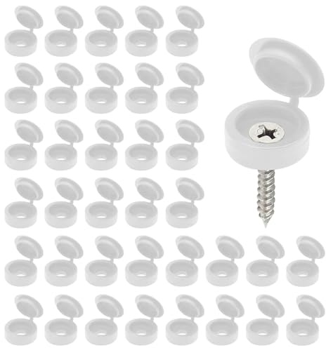100 Pcs White Screw Cover Caps, Smooth Finish White Screw Caps for Concealing Unsightly Screw Heads, Universal 10mm Size Fits Most Screws, Ideal for Furniture Assembly, DIY Projects Professio