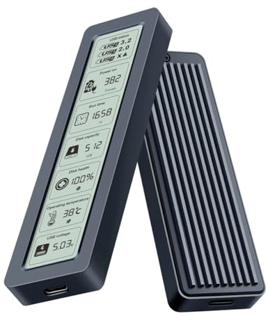CENPEK Carcasa NVMe M2 con conectividad USB para una mejor gestión de datos caja para disco duro con pantalla inteligente M2 de 5 Gbps tipo C, USB 3.2