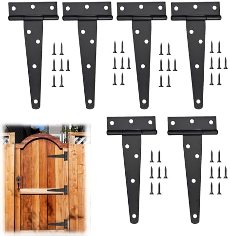 6 Stück T-Scharniere Klappbar,100mm Scharniere Schwerlast,Scharnier,mit 36 Stück Schrauben, Dreieck Türscharniere Verzinkt für Schuppentüren,Gartentüren,Fenster
