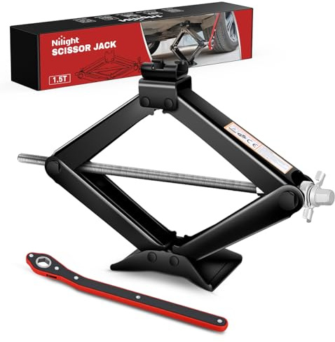 Nilight Scissor Jack for Car 1.5 Ton(3307 lbs), Heavy Duty Steel Scissor Lift Jack Car Kit with Ratchet Wrench for Sedan SUV MPV Tire Changing, 3.9''-13.6'' Lifting Range Portable Small Jack Black