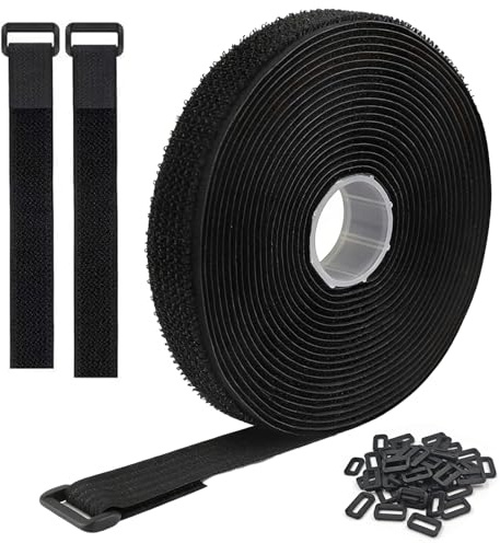 ROEOWENE 10mx2cm Fascette Fermacavo Riutilizzabili con 50 Fibbie Fascette Per Cavi Organizzatore Stringicavi Regolabili Hook e Loop Cavi Cinghia per Organizzare Cavi, Tubi Flessibili
