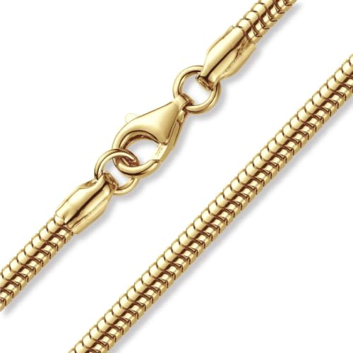 MATERIA, catenina a maglia di serpente in argento 925 placcata in oro, da donna, 2,7 mm, con custodia n. K54 e argento, cod. #K54